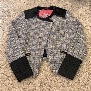 Woven and leather Jacket